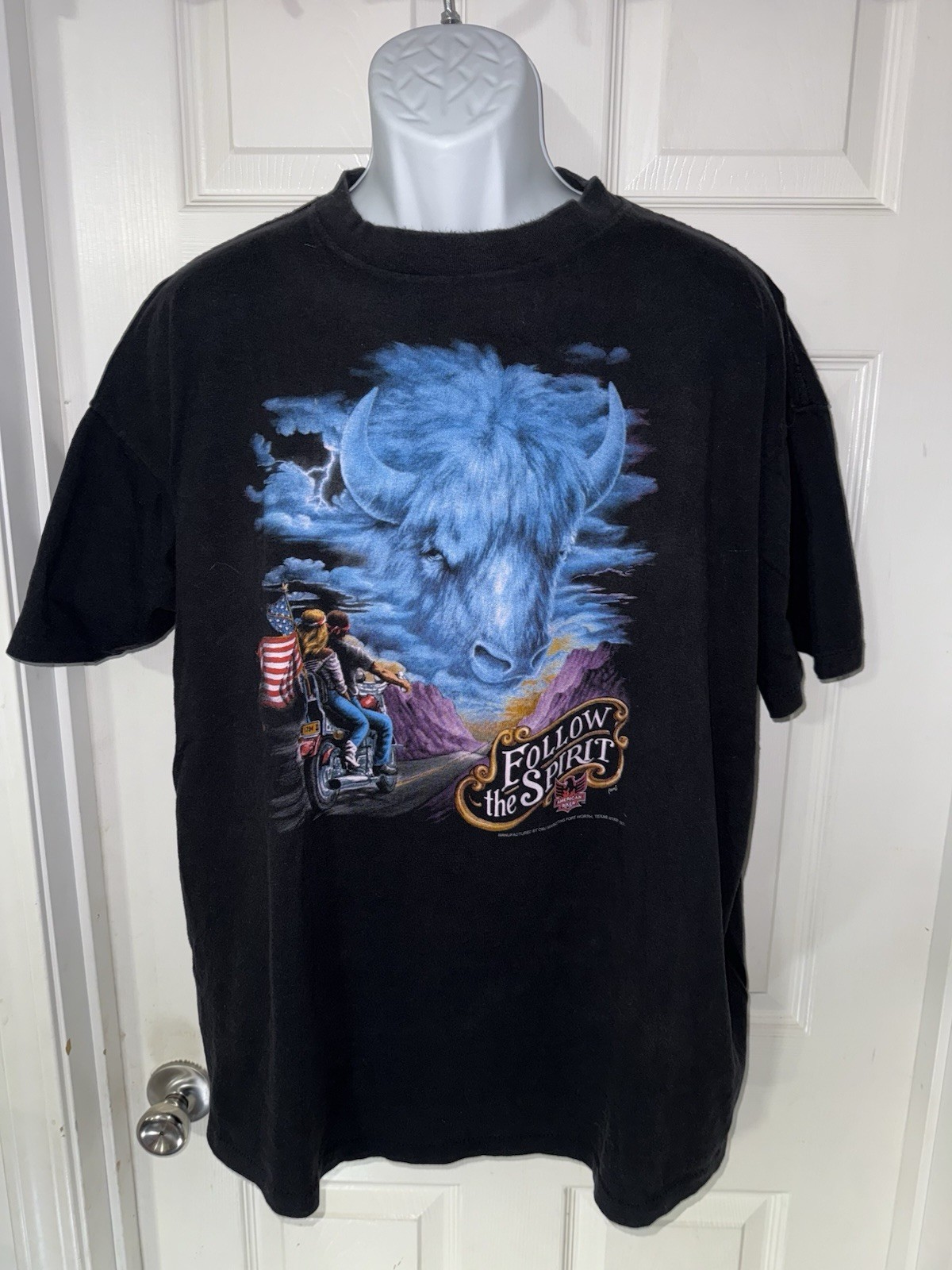 Vintage 3D Emblem Follow The Spirit T-Shirt XL American Biker 1992 90s Y Vintage 3D Emblem Follow The Spirit T-Shirt XL American Biker 1992 90s Y