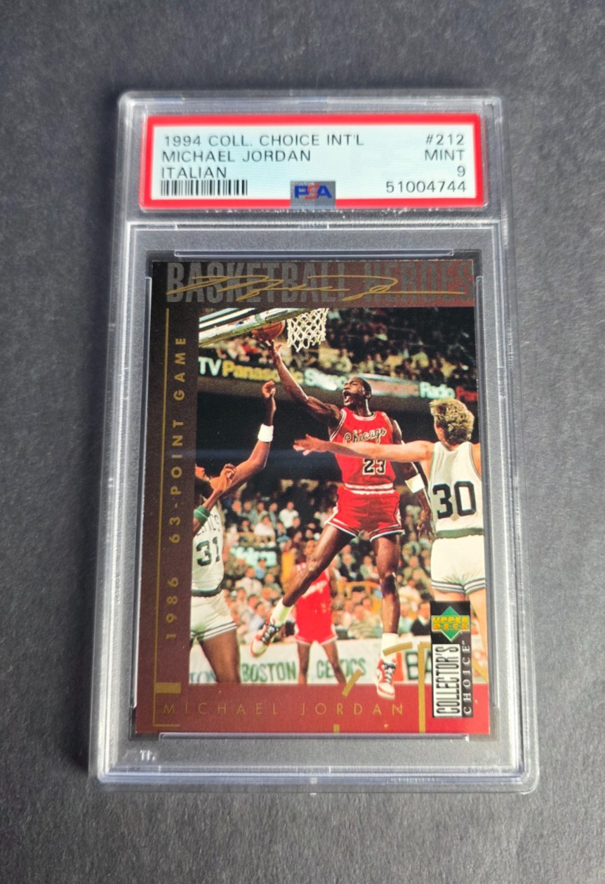 1994-95 UD Collector\'s Choice Int\'l Italian MICHAEL JORDAN Heroes#212 PSA MINT 9
