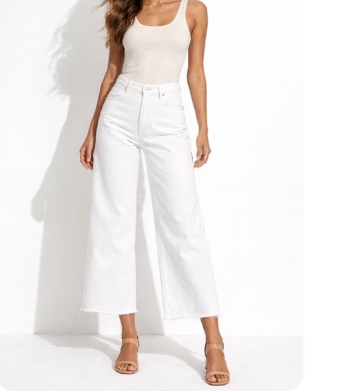 NWT Pistola Penny Crop High Rise Wide Leg Crop Jeans White Women’s Size 29