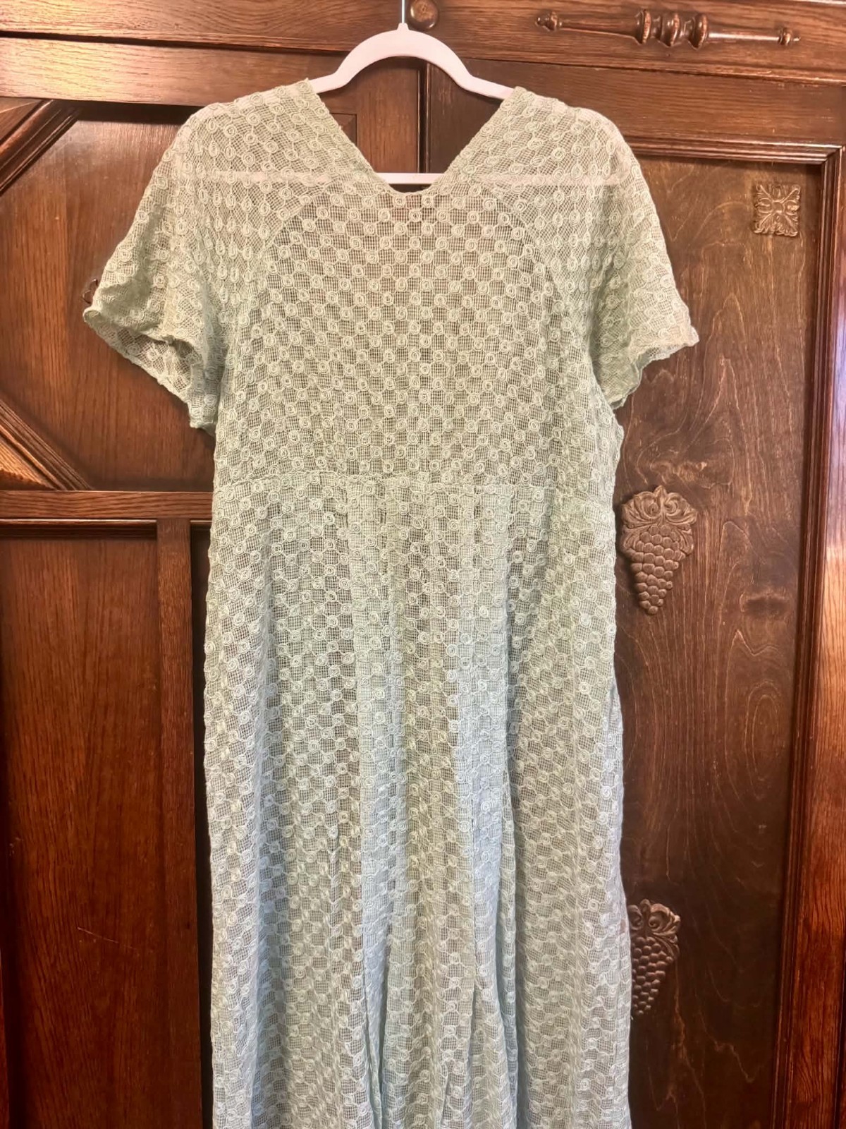 Handmade Cotton Maxi Dress Overlay 1800\'s Antique Victorian Handmade Cotton Maxi Dress Overlay 1800\'s Antique Victorian