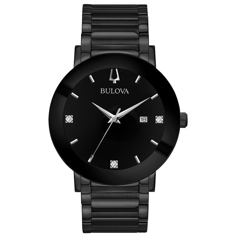 Bulova Modern Futuro 98D144  Men's Quartz Black Diamond Dial Steel Watch 42mm