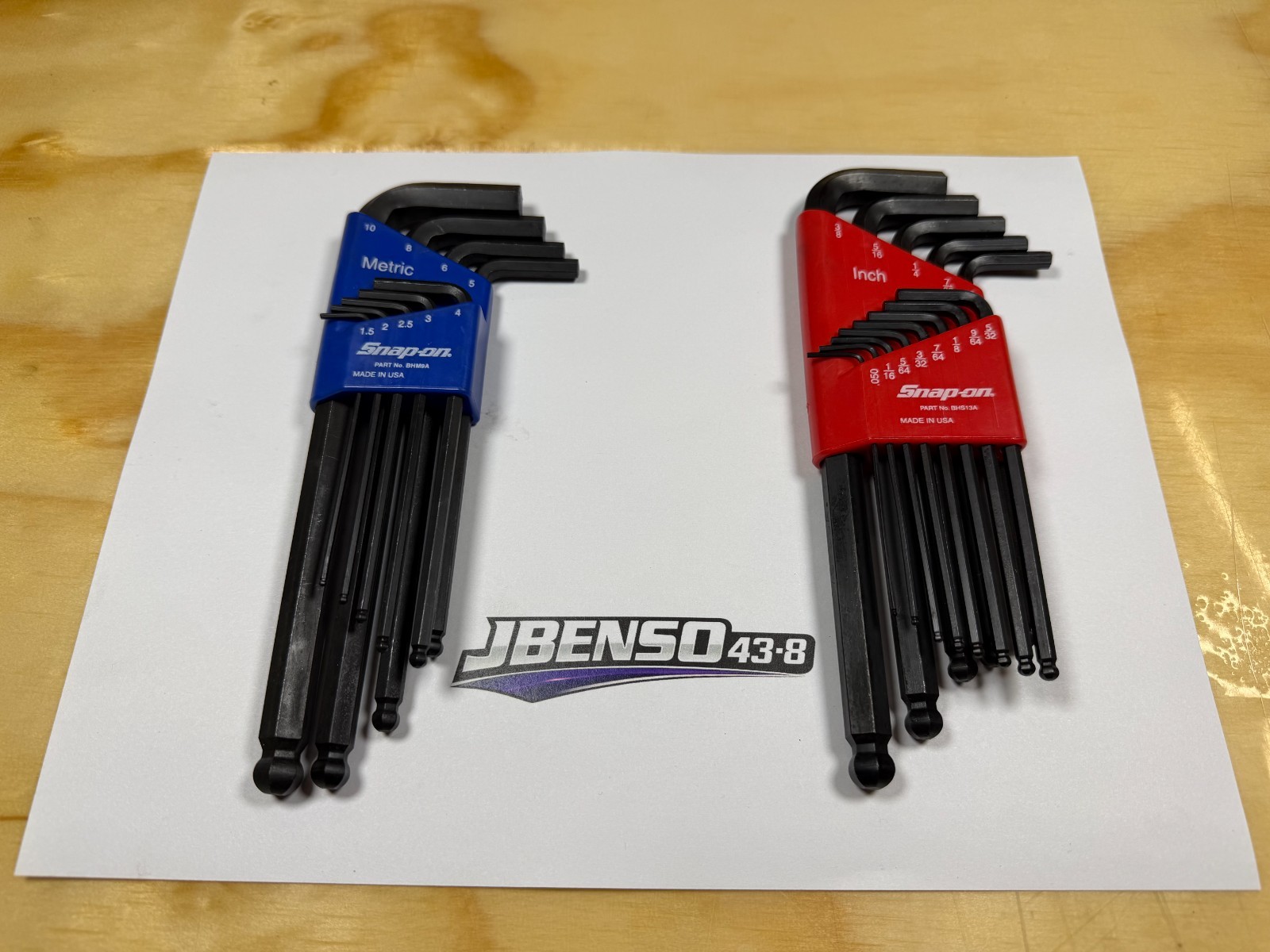 Snap-on Tools USA NEW 24pc Metric & SAE L-Shaped Ball Hex Wrench Sets Snap-on Tools USA NEW 24pc Metric & SAE L-Shaped Ball Hex Wrench Sets