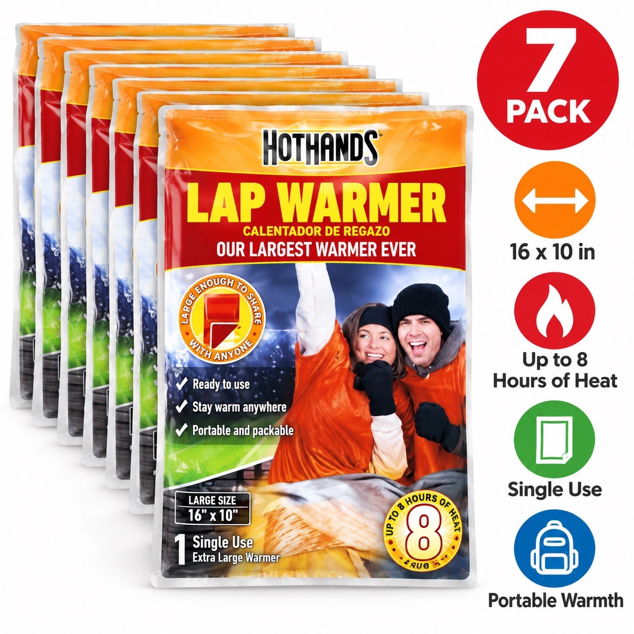 New Sealed 7-Pack HotHands Lap Warmer, 16\