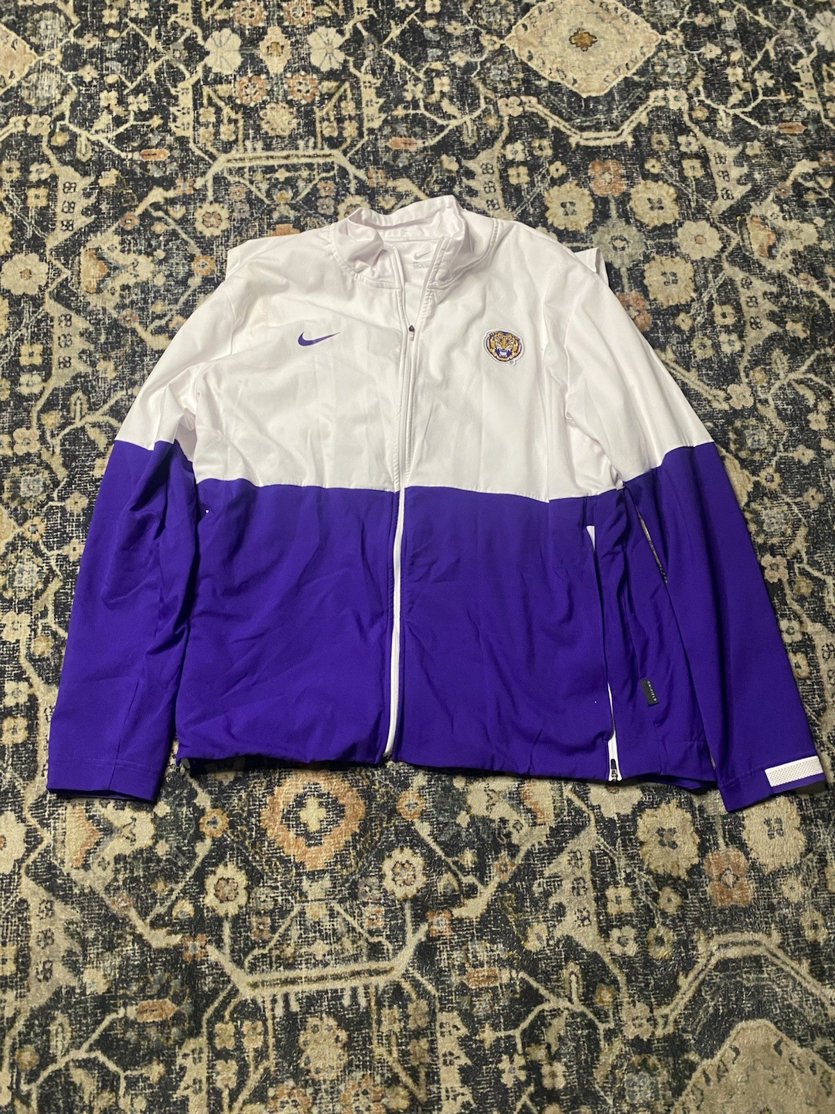 Men's Nike White/Purple LSU Tigers Colorblock Woven Full-Zip Jacket extra large