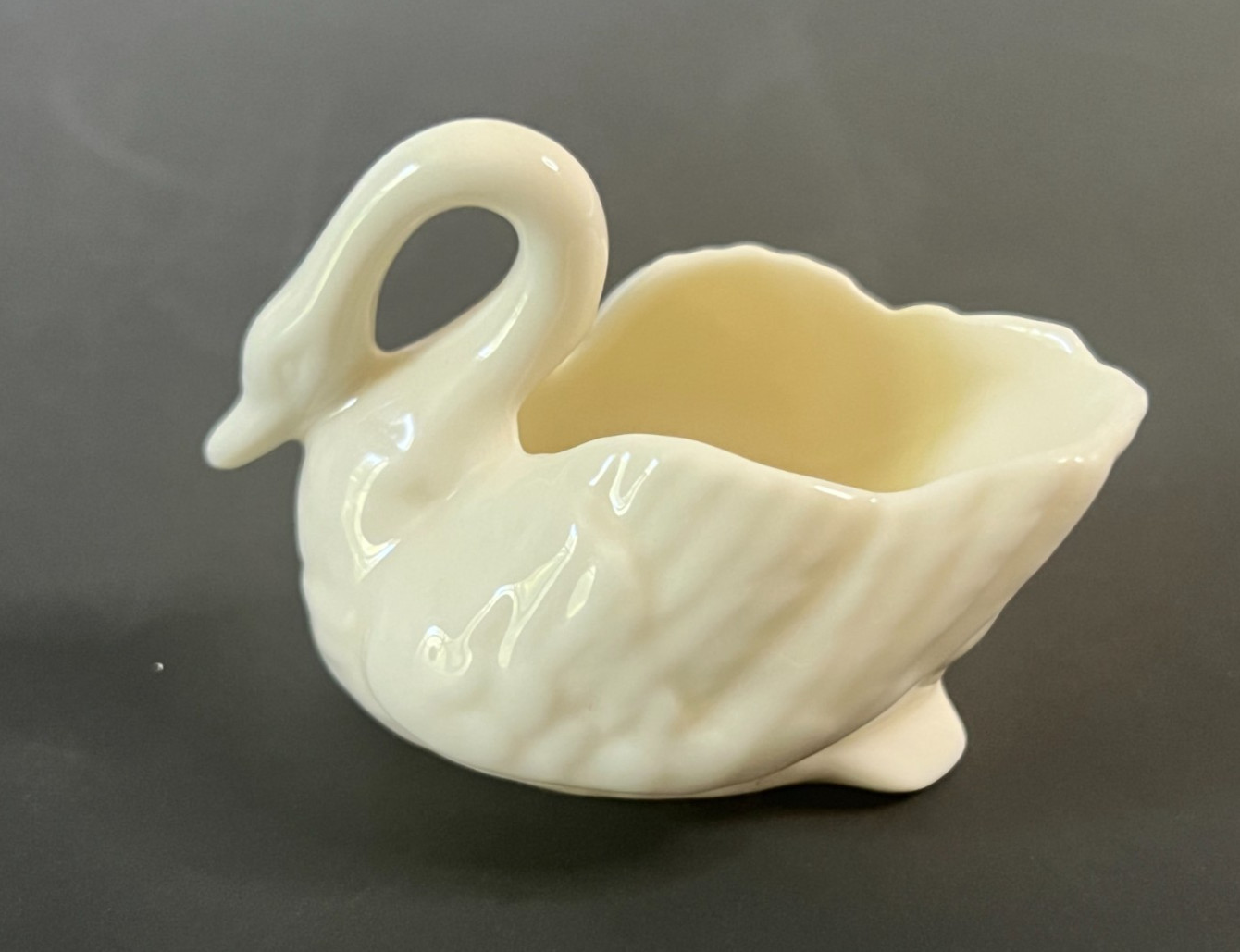 VTG MCM Lenox Porcelain Swan Salt Cellar Trinket Ring USA Green Wreath Mark VTG MCM Lenox Porcelain Swan Salt Cellar Trinket Ring USA Green Wreath Mark