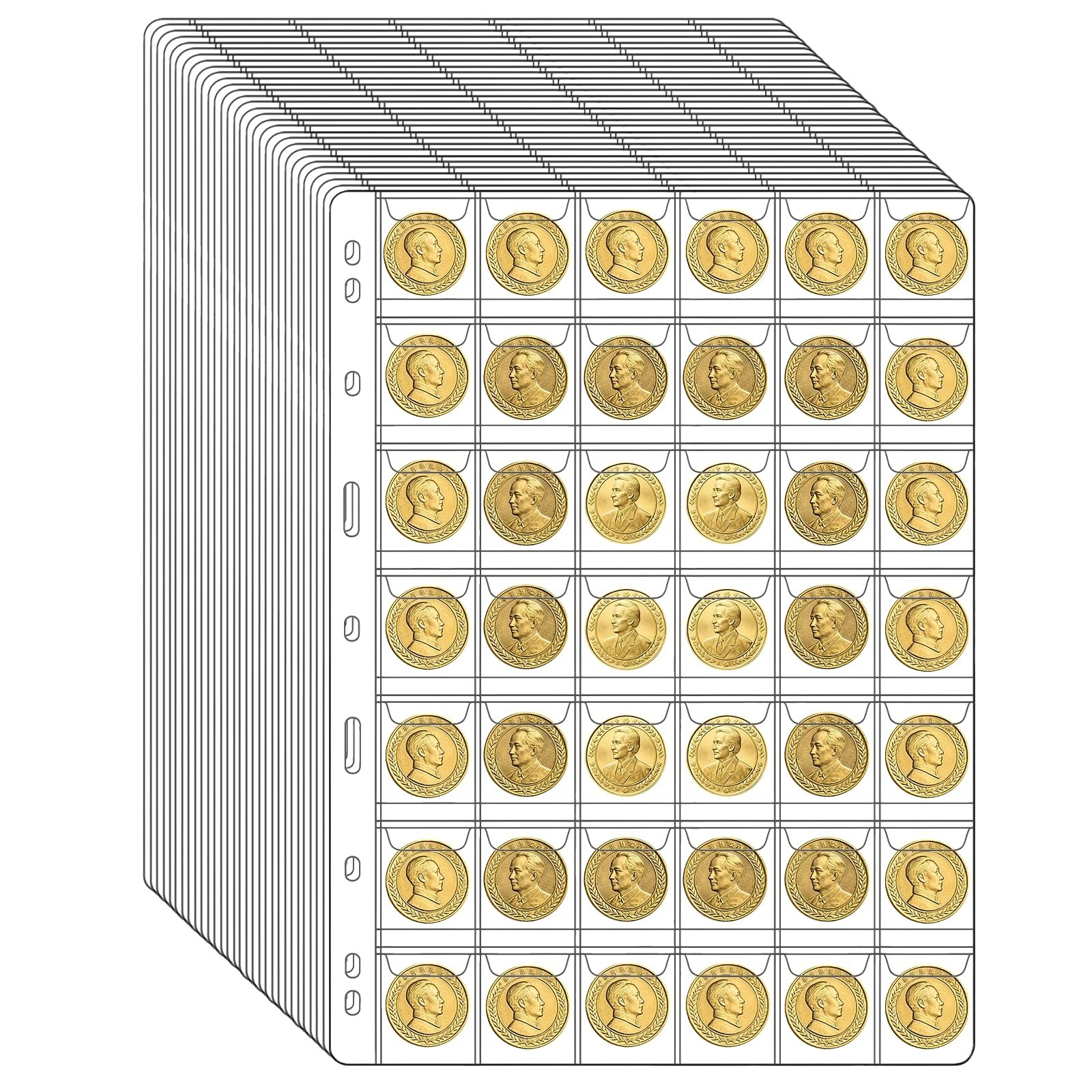 1260 Pocket Coin Collection Pages - 30 Sheets for Collectors, Album Storage