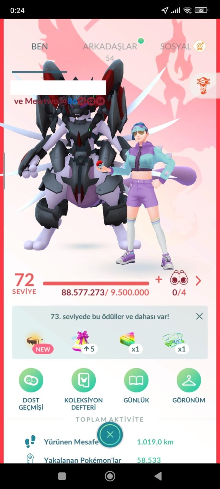 Pokémon Go Acc level 72 lvl