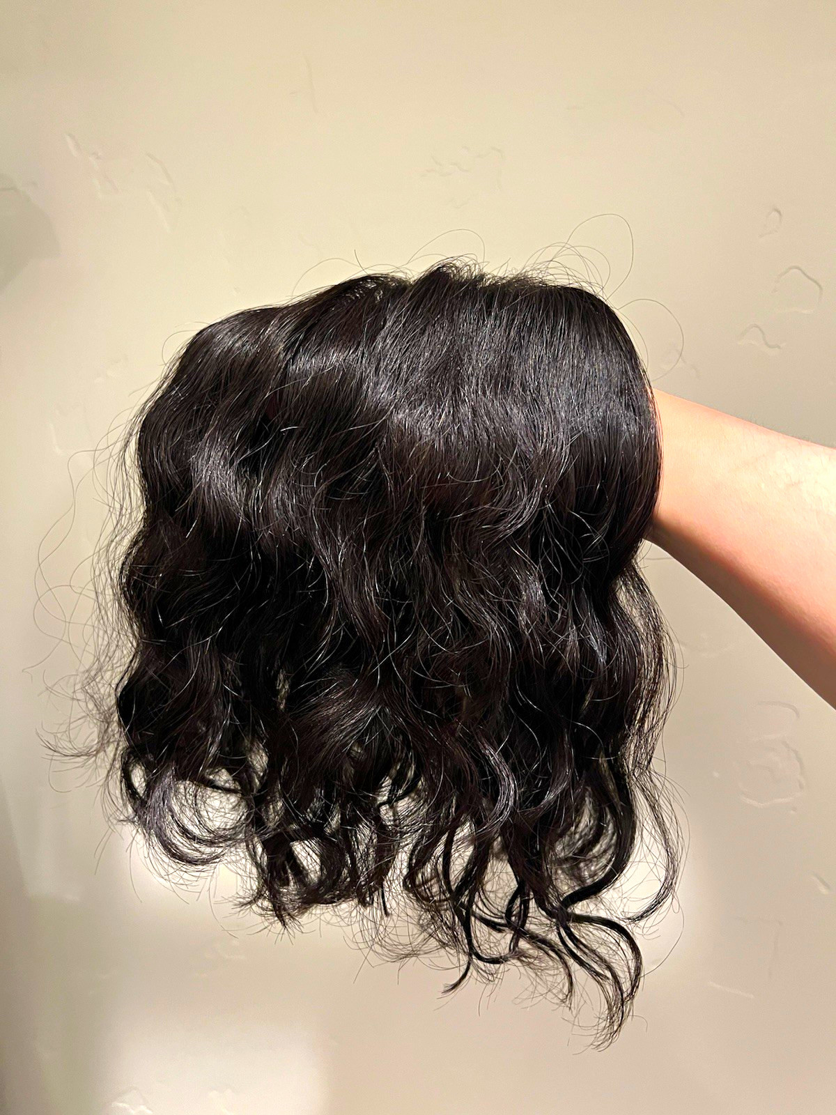 Human Hair Topper Hairpiece Natural Black Curly Free-Part 4 Clips Human Hair Topper Hairpiece Natural Black Curly Free-Part 4 Clips