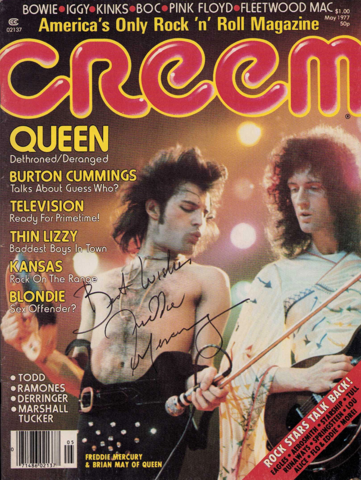 🔥 🎶Freddie Mercury signed Creem magazine RARE 🎶🔥