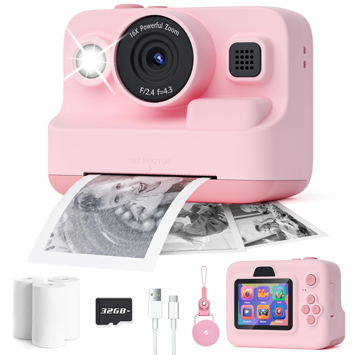 Dylanto Kids Instant Print Camera 1080P - Photos w/ Thermal Paper - Pink, Ages 3 Dylanto Kids Instant Print Camera 1080P - Photos w/ Thermal Paper - Pink, Ages 3