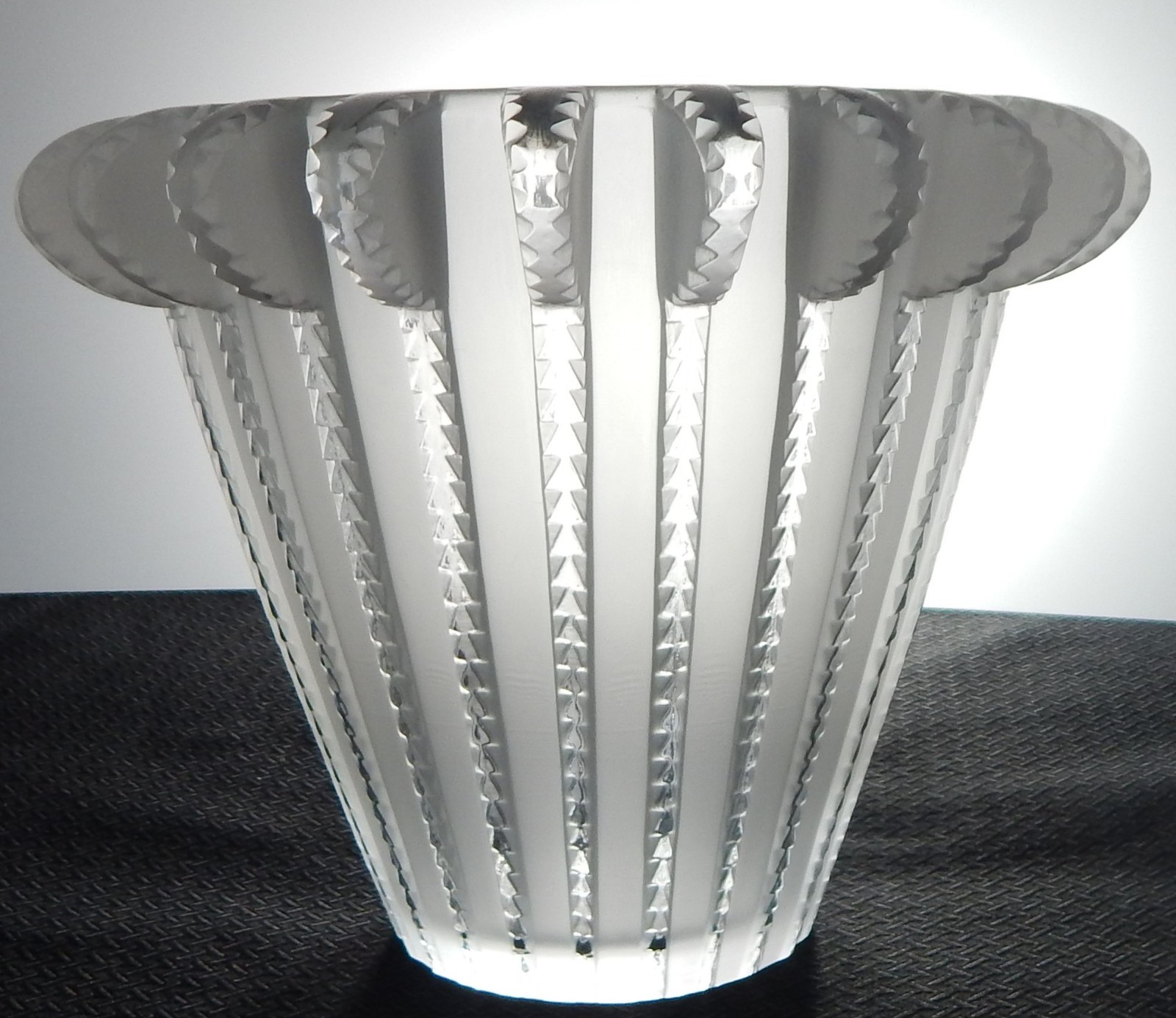 Vintage Lalique Royat Cut Crystal Vase, c1936 Rene Lalique Frosted Heavy 6.5