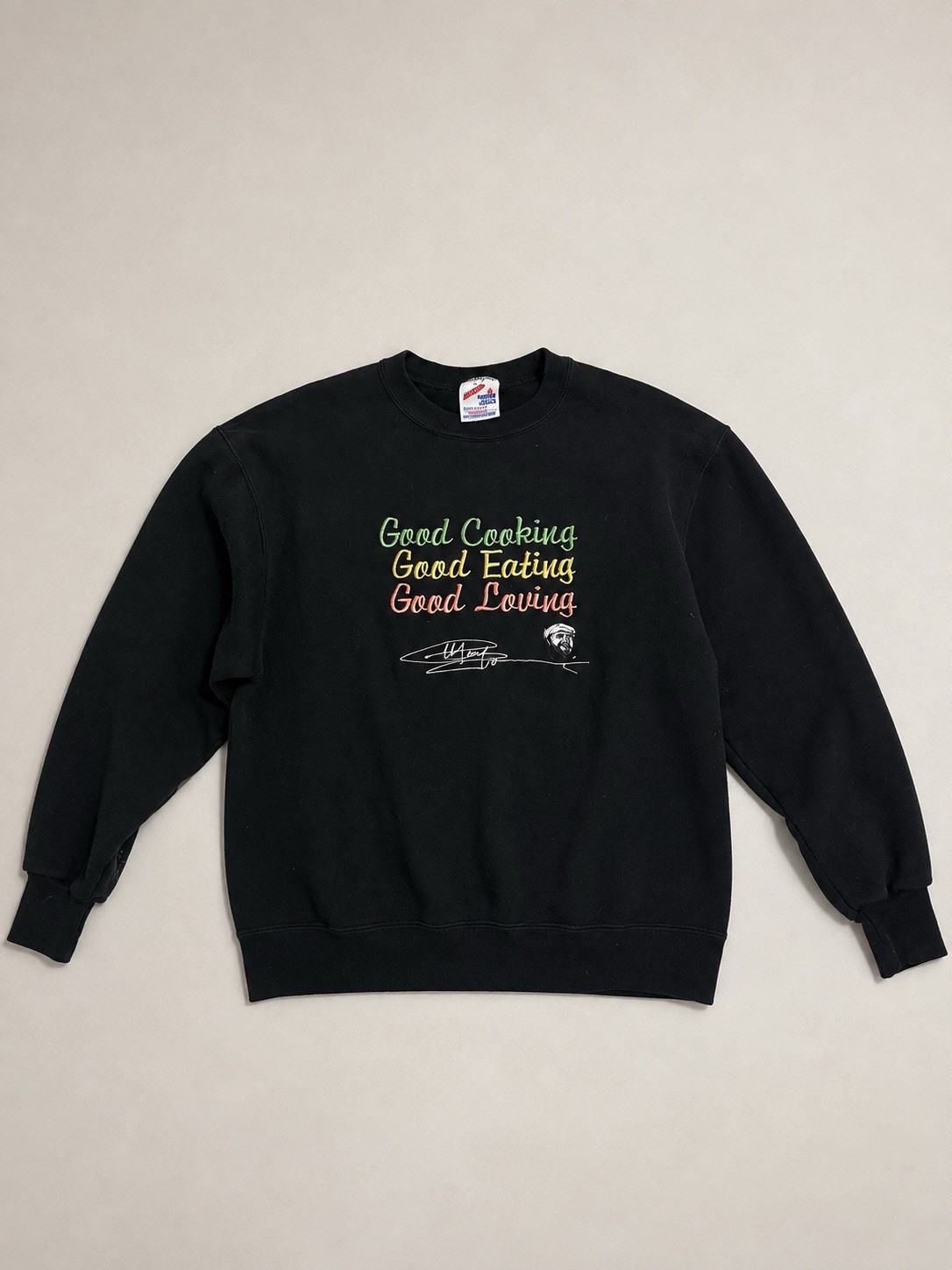Vintage Paul Prudhomme Sweatshirt Good Cooking Eating Loving Embroidered USA M
