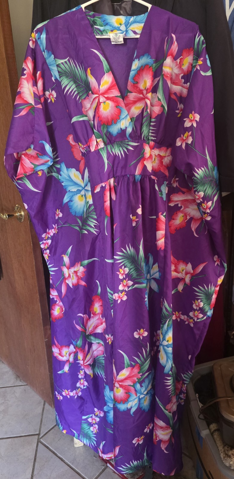 🌺VTG Royal Creations Purple Hawaiian Aloha Caftan Maxi Dress 🌺
