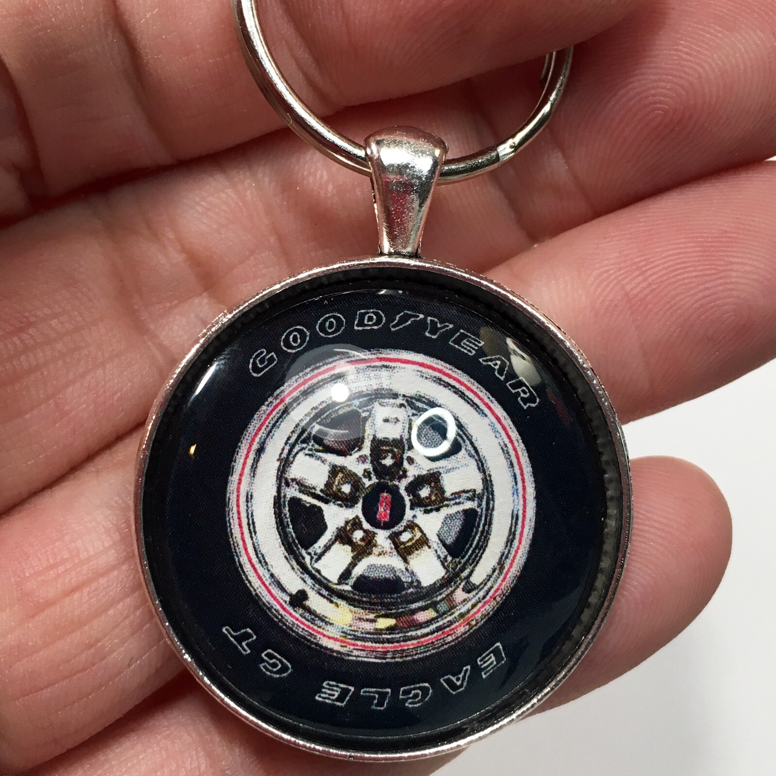Vintage 1983 1984 Chrome Wheel Hurst Olds 442 Goodyear Eagle GT Tire Keychain