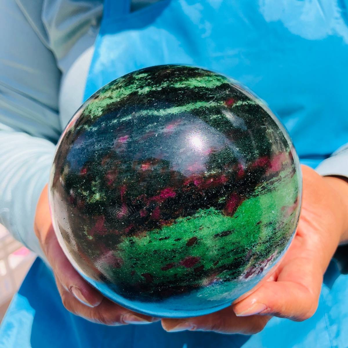 4.29LB Natural Red and Green Treasure Ball Quartz Crystal Sphere Healing  4889