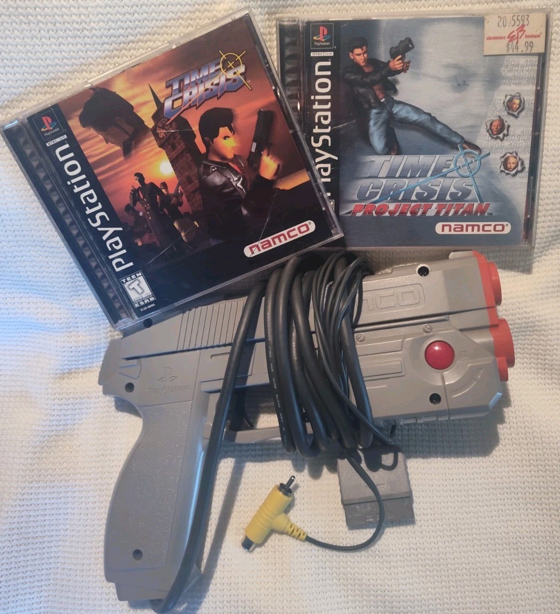 Sony Namco  TIME CRISIS + PROJECT TITAN w/ GunCon Light Gun & Manuals, PS1 NTSC