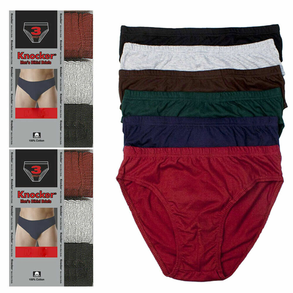 6 Pack Mens Bikinis Briefs Underwear 100% Cotton Plain Knocker Lot Size S-XL 6 Pack Mens Bikinis Briefs Underwear 100% Cotton Plain Knocker Lot Size S-XL