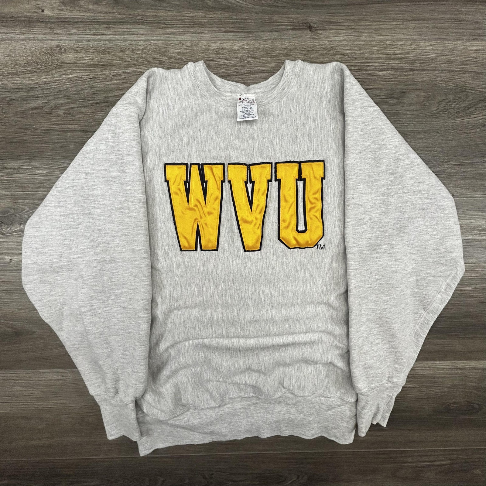 Vintage West Virginia Sweatshirt Mens XL Gray WVU Champion Reverse Weave 90s USA