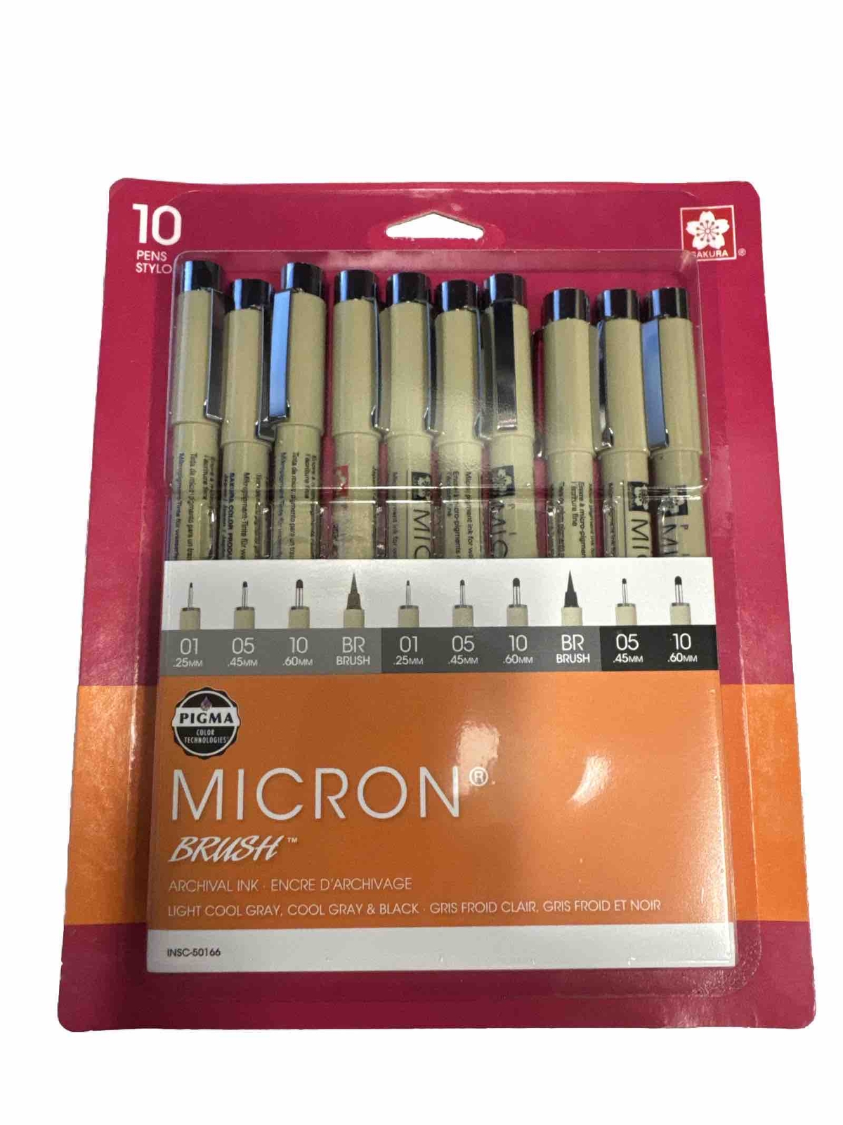 Sakura Pigma Micron Set Assorted 10/Pkg-Grey and Black