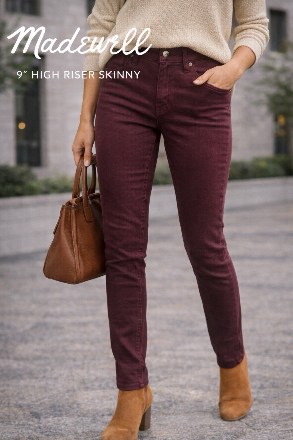 Madewell Women’s Burgundy Dark Wash High Rise Skinny Stretch 5-Pocket Jeans Madewell Women’s Burgundy Dark Wash High Rise Skinny Stretch 5-Pocket Jeans