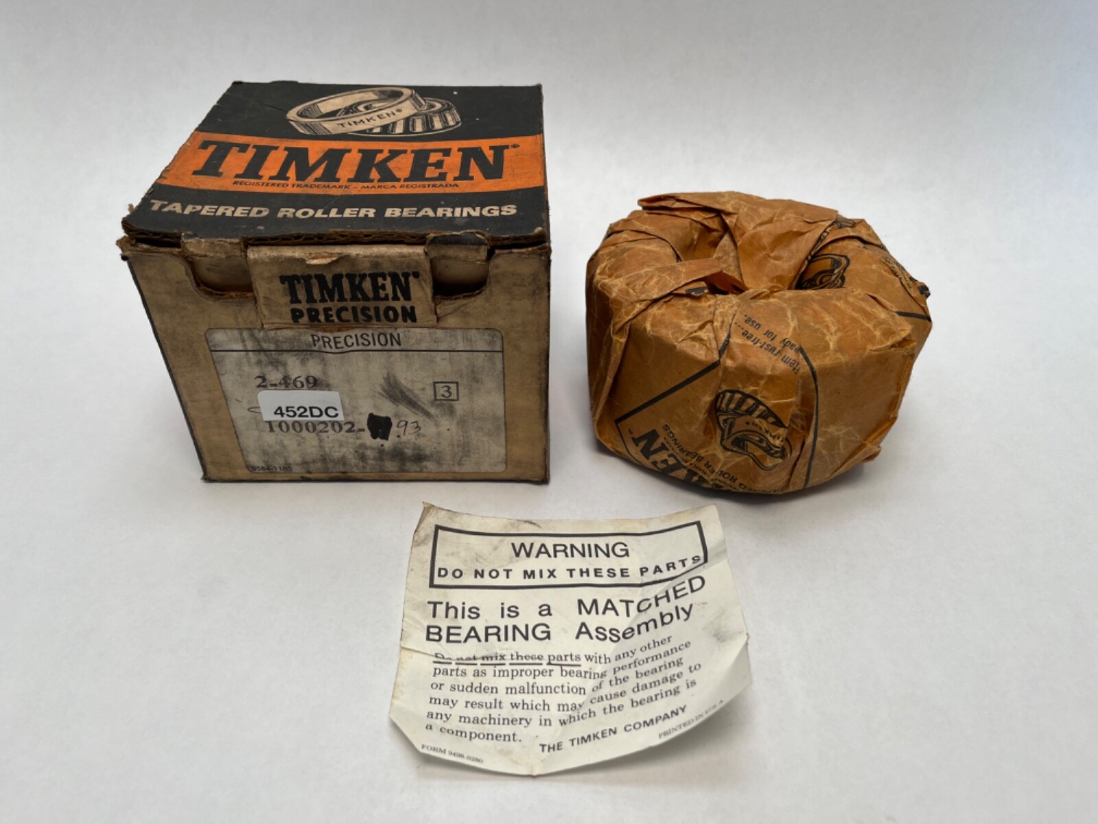Timken 469-3/452DC-3 Double Bearing Cone & Cup 2-1/4\