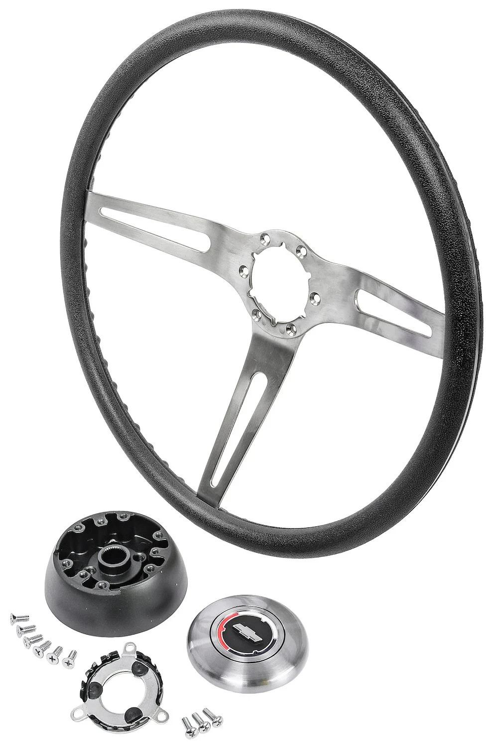 JEGS 3-Spoke Comfort Grip Steering Wheel Kit Fits Select 1969-1972 Chevrolet