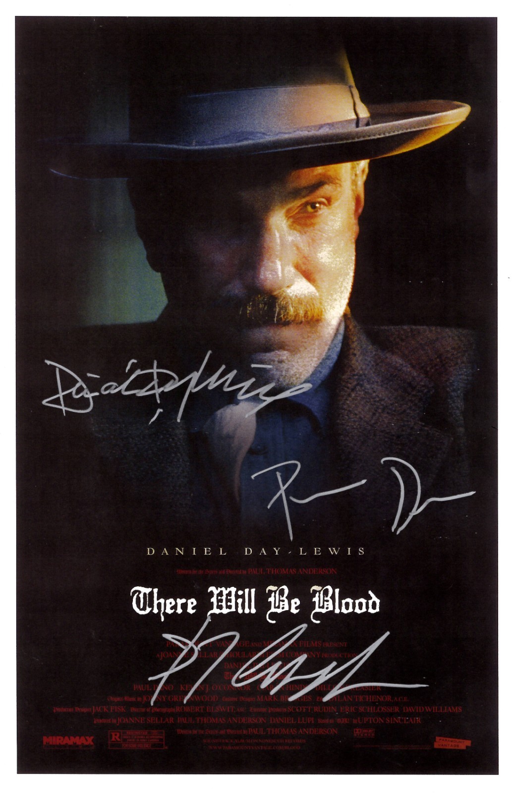 THERE WILL BE BLOOD Signed Poster 11x17 Daniel Day Lewis and Paul Dano
