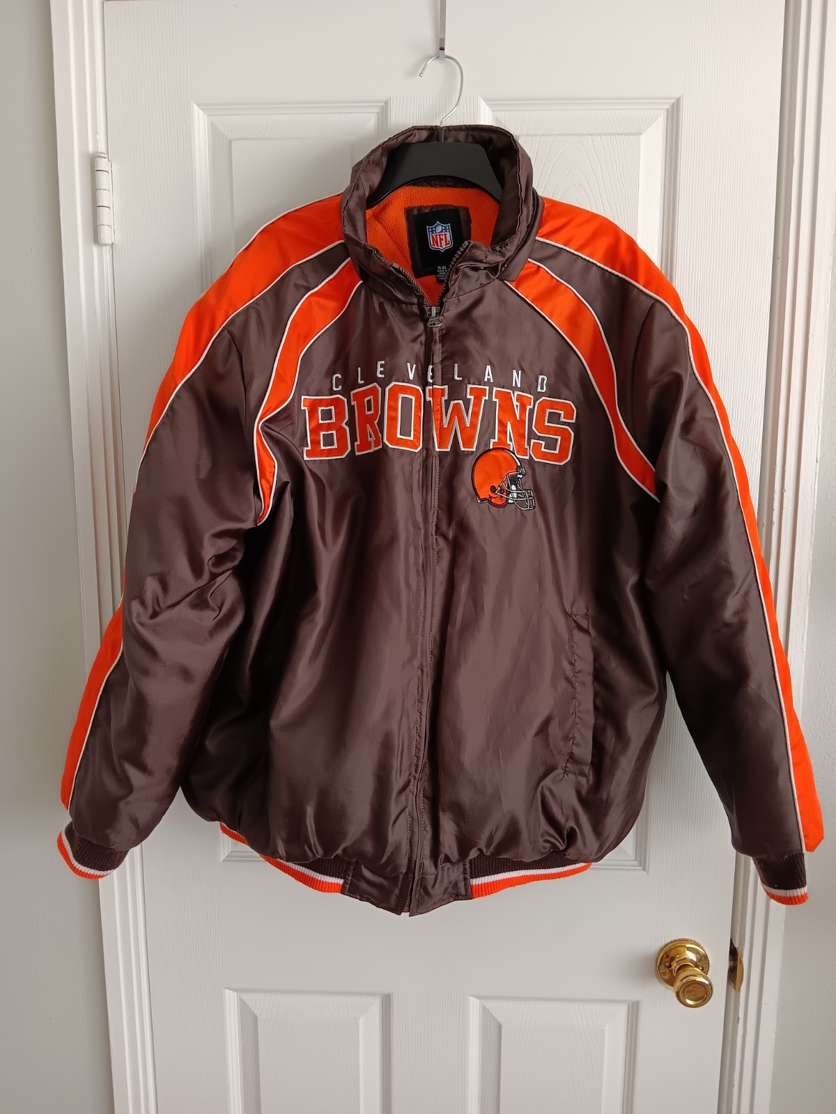 Vintage Cleveland Browns NFL Winter Coat XL Full Zip Lined VGC No Hood