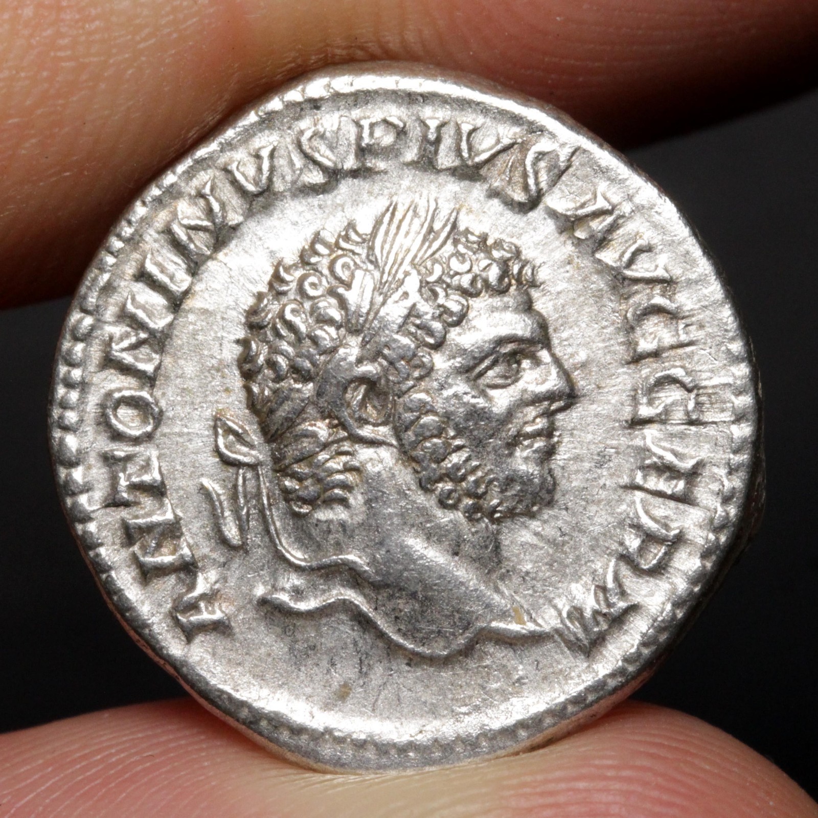 Emperor Caracalla Denarius 214AD Ancient Roman Empire Silver Coin Choice VF Rome