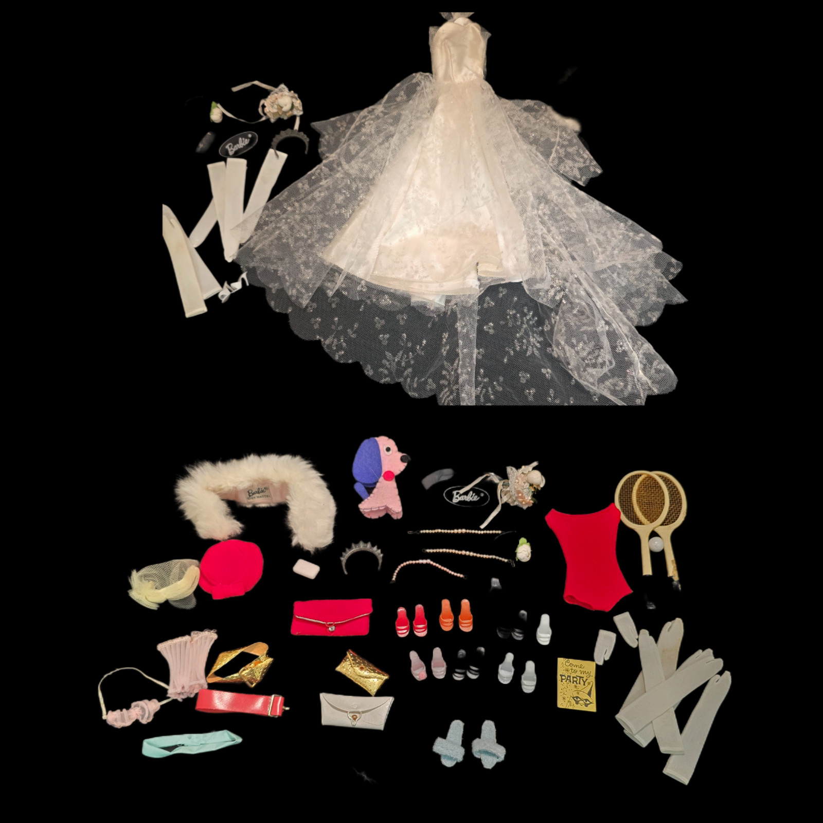 Vintage Barbie 1959, 1960\'s Large Lot of Clothes and Accessories, Nice Lot