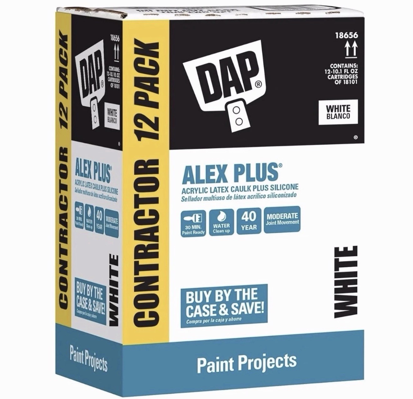 12-Pack DAP Alex Plus Acrylic Latex Caulk Plus Silicone Interior Exterior White