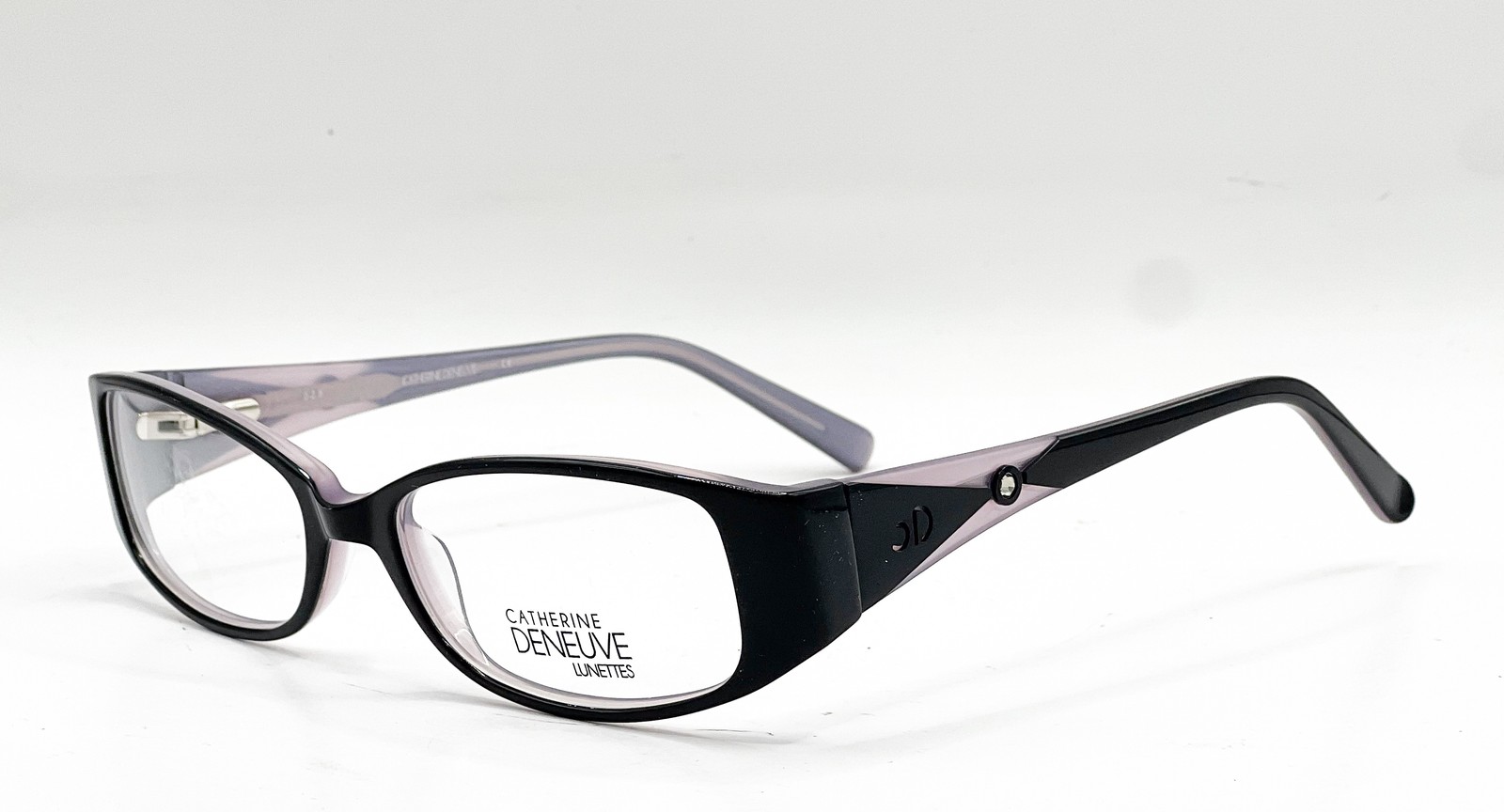 NEW CATHERINE DENEUVE CD-284 BLK BLACK OVER LAVENDER AUTHENTIC EYEGLASSES 53-17