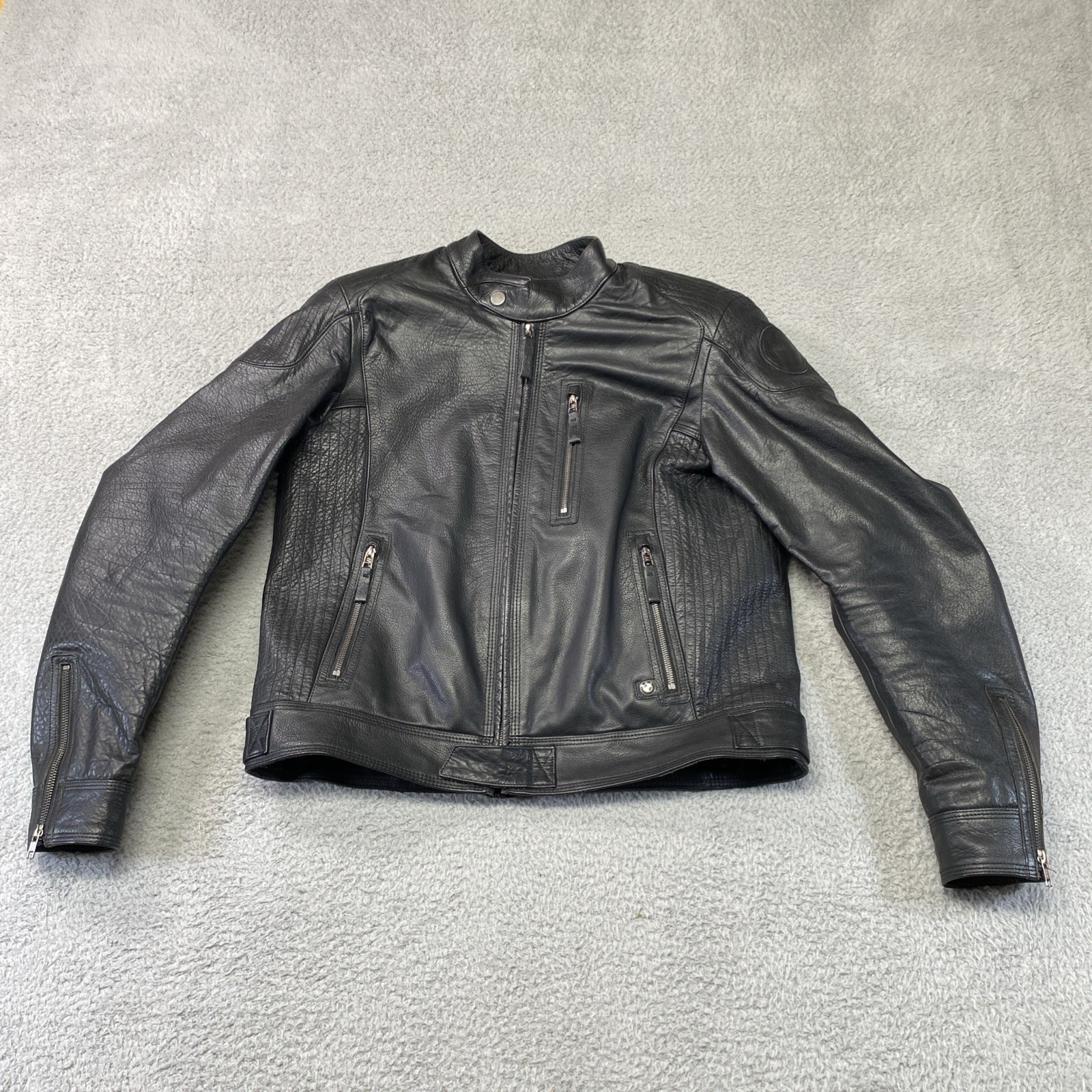 BMW Motorrad Black Leather Motorcycle Jacket Men’s Size 54 Large