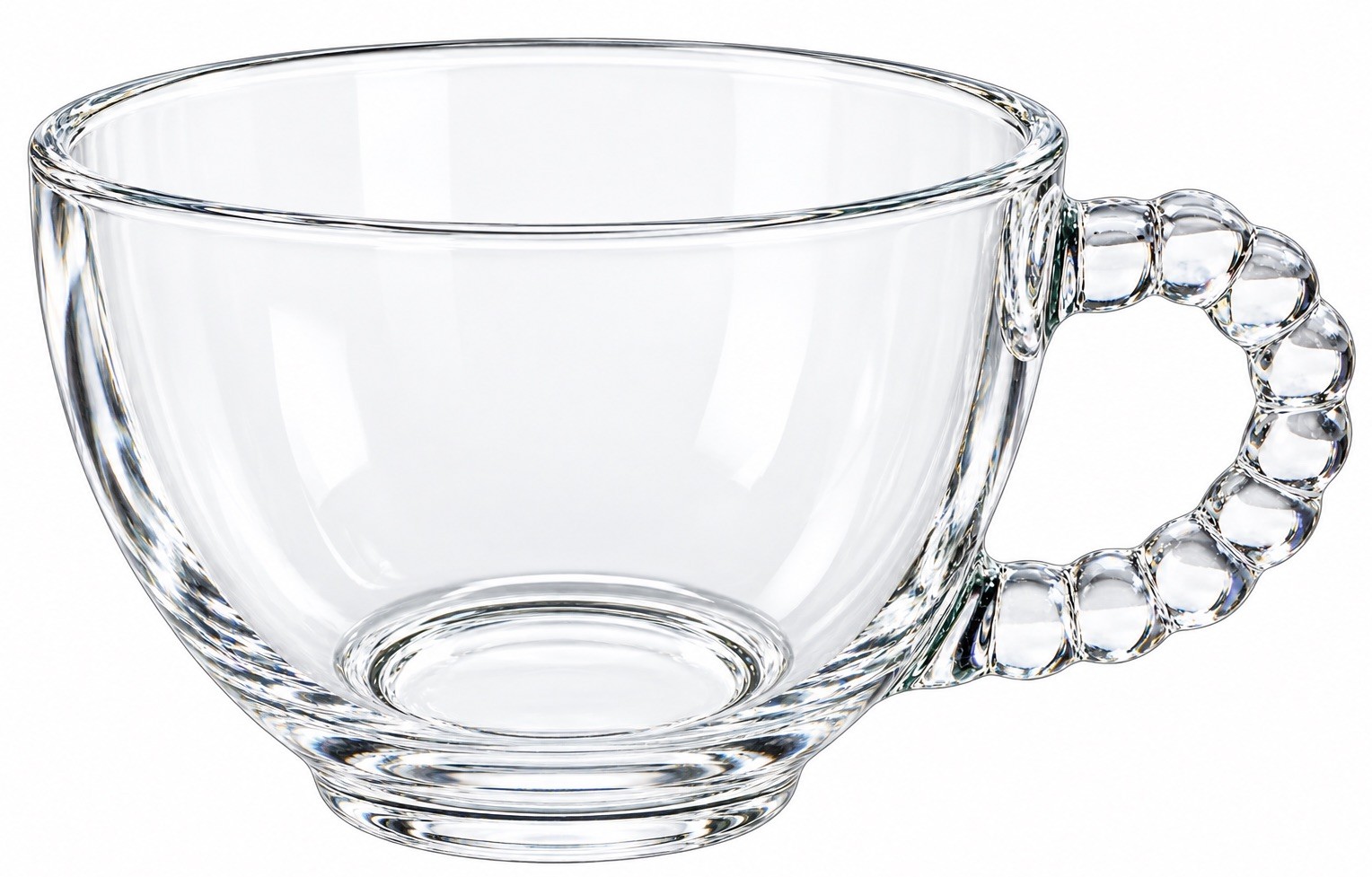 Vintage Clear Glass Punch Cups Beaded Bubble Handles Set of 4