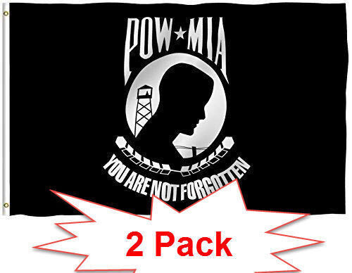 TWO PACK POW-MIA Black Flag You are Not Forgotten Prisoner of War 3x5ft TWO PACK POW-MIA Black Flag You are Not Forgotten Prisoner of War 3x5ft