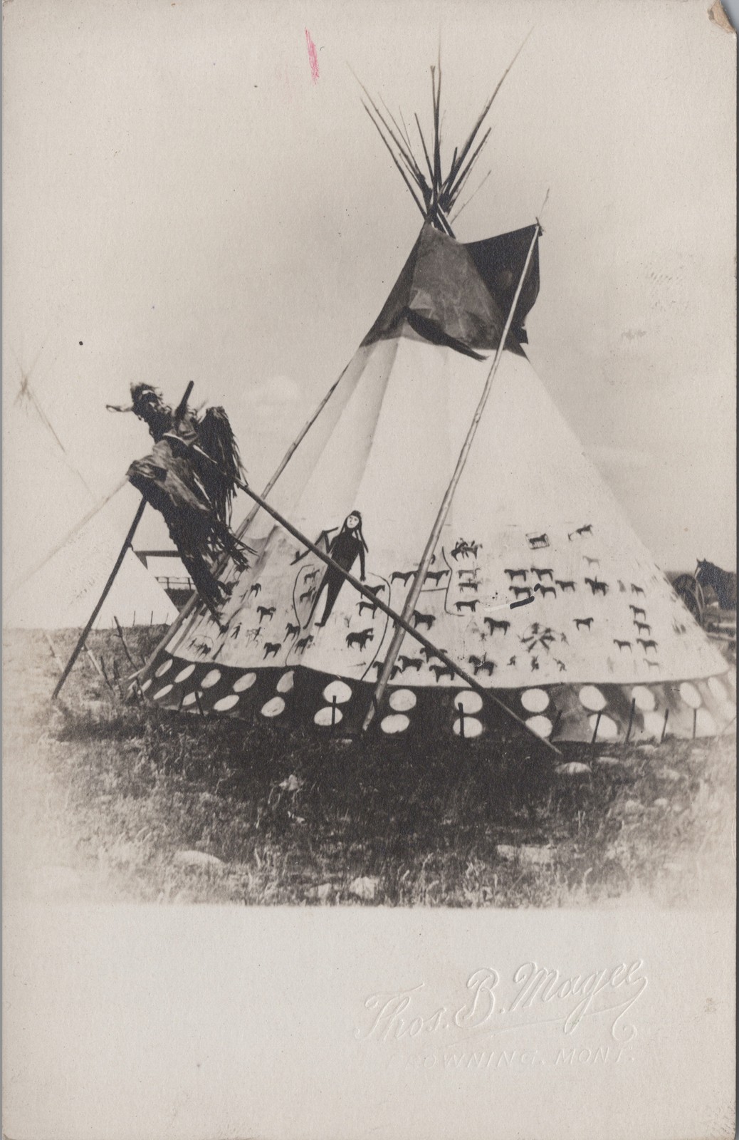 Blackfeet Painted Tipi RPPC Browning Montana Magee Native American Real Photo