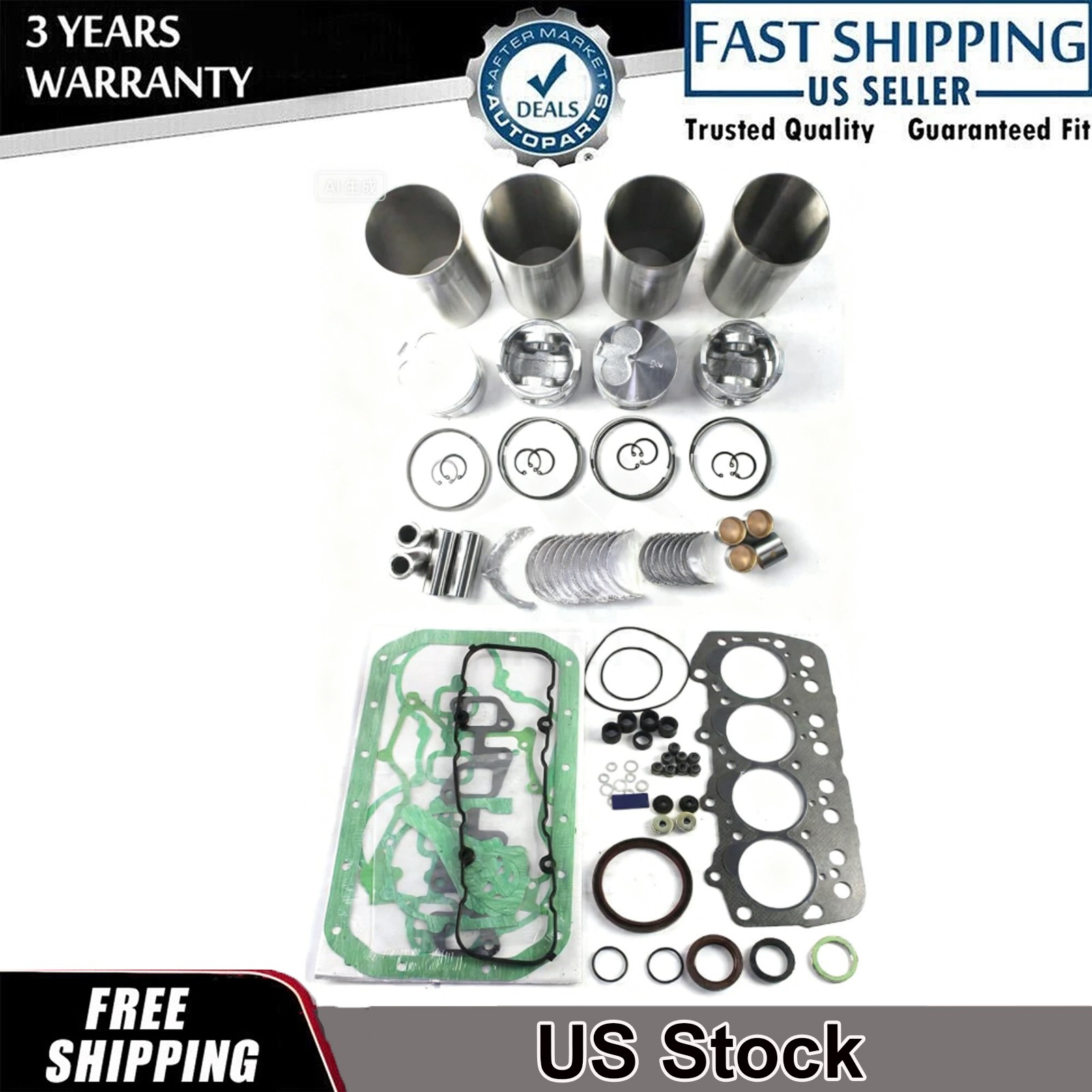 1DZ-II 1DZ-2 Engine Overhaul Rebuild Kit w Pistons For Toyota Forklift 7-8FD SDK