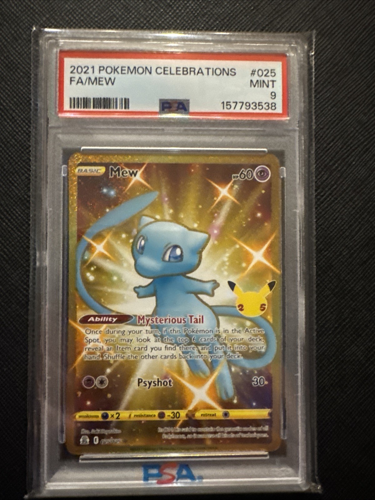 2021 Pokemon Celebrations Mew Secret Rare 025/025 PSA 9 2021 Pokemon Celebrations Mew Secret Rare 025/025 PSA 9