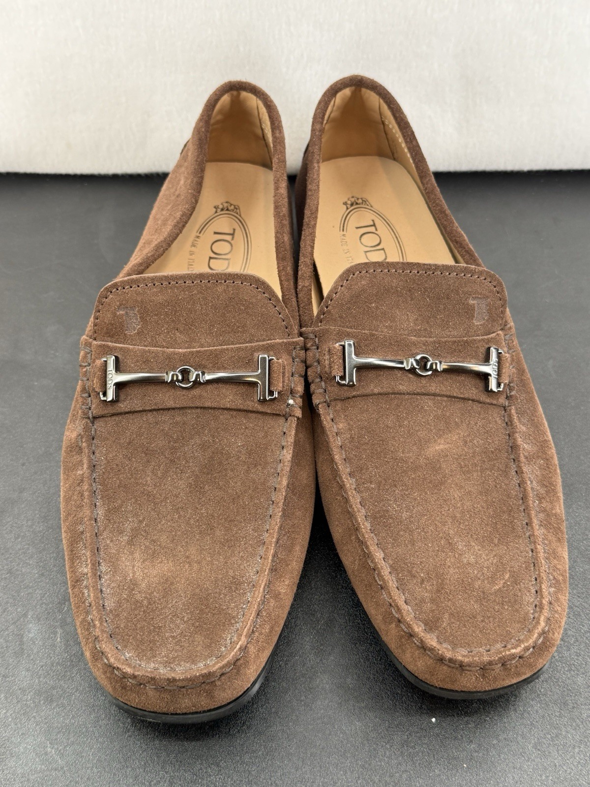 Tod\'s Men’s Gommino Horsebit Suede Brown  Driving Loafer UK 9