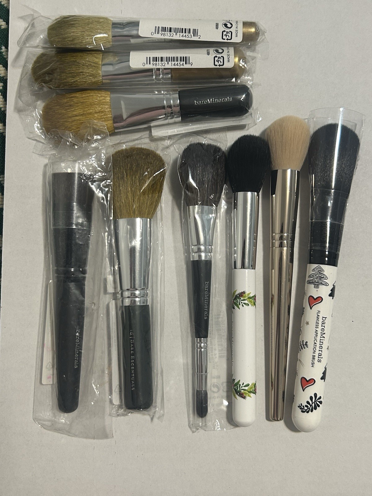 bareMinerals Face Brush Lot 9pc Powder Foundation Kabuki Brushes NEW
