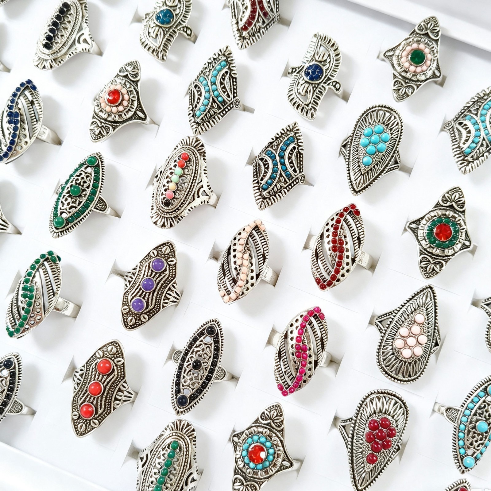 50pcs Lot Wholesale Bohemian Ethnic Style Ring Hollow Carving Jewelry Men Women 50pcs Lot Wholesale Bohemian Ethnic Style Ring Hollow Carving Jewelry Men Women