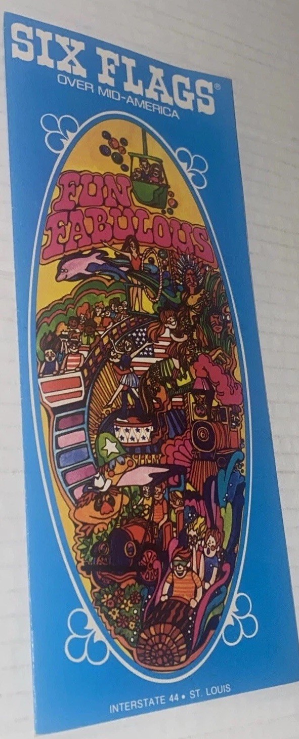 Vintage 1973 Six Flags Over Mid-America St. Louis Amusemt Pk Brochure Guide
