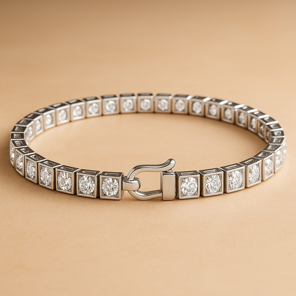 Certified 7 Ct Treated Natural Diamond Bracelet – 14K White Gold
