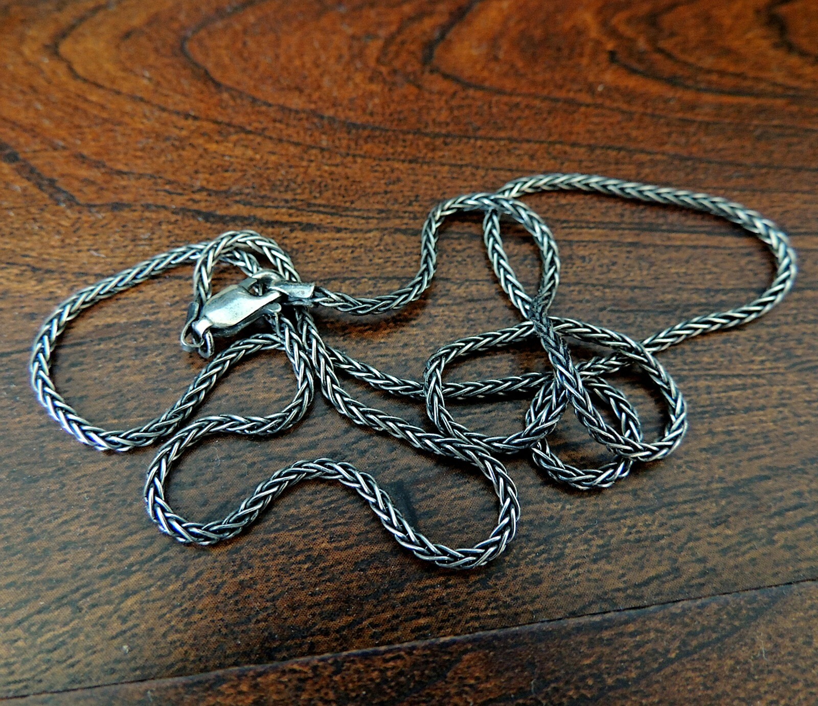 Sterling Silver Oxidized Wheat Necklace Chain for Pendants 1.6mm (.925 Silver)