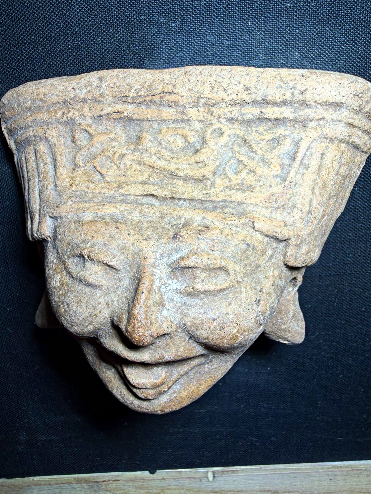 Authentic Pre-Columbian Veracruz Remojadas Ceramic Head Fragment Antique