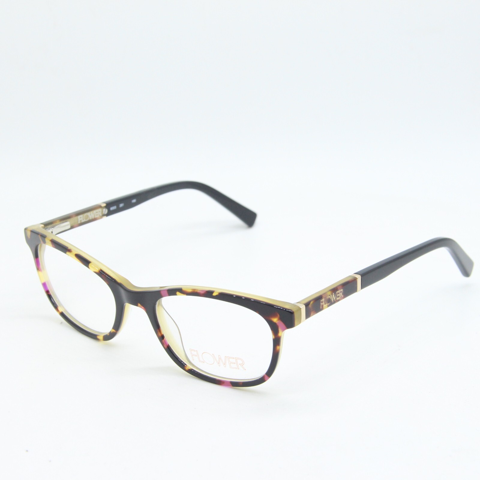 NEW FLOWER MAGGIE 6003 261 HAVANA BLACK AUTHENTIC EYEGLASSES 50-19