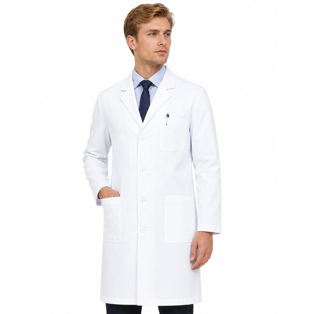 HEEDFIT Panda Uniform Men's White Lab Coat With Pocket - Unisex Professional