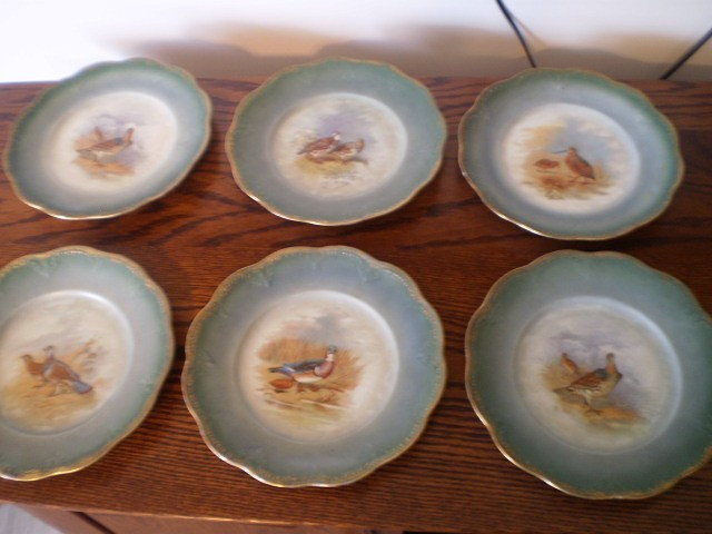 Antique Elite Game Birds Porcelain Bird Plates set of 6 Antique Elite Game Birds Porcelain Bird Plates set of 6