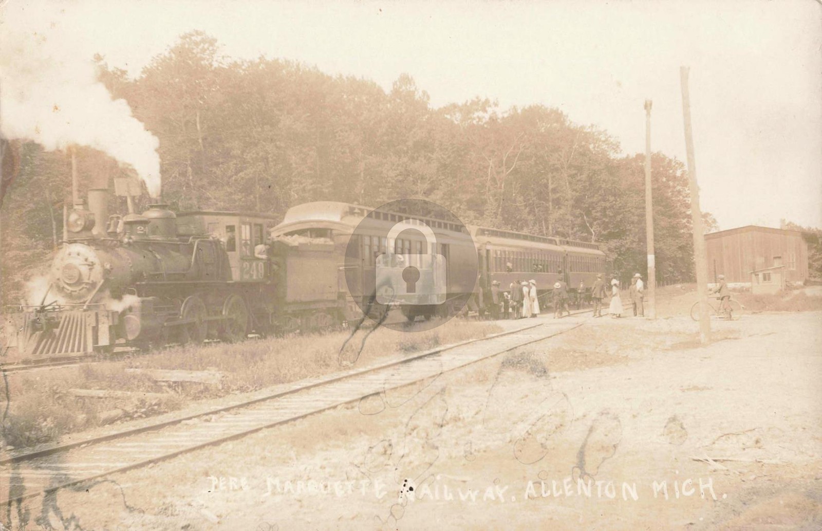 Railroad P.M. Railway, Allenton MI Michigan RPPC Photo Postcard COPY
