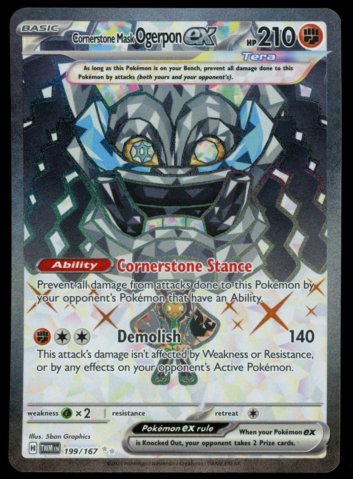 Pokemon TCG Cornerstone Mask Ogerpon ex 199/167 Twilight Masquerade FA Holo